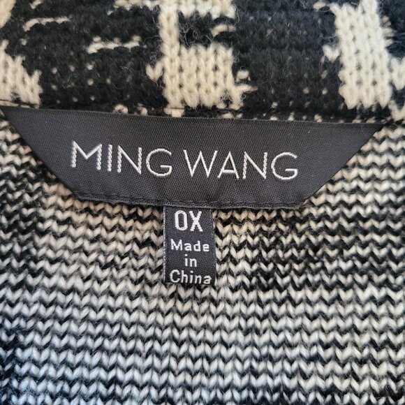 Ming Wang Open Front Knit Cardigan Blazer, Women’s Plus 0X, ¾ Length Sleeve - Picture 4 of 8